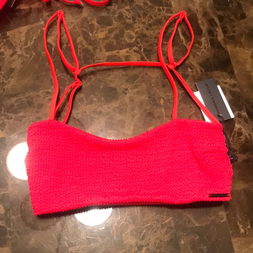 🎉NWT Kendall & Kylie Red Rushed Swim Top!